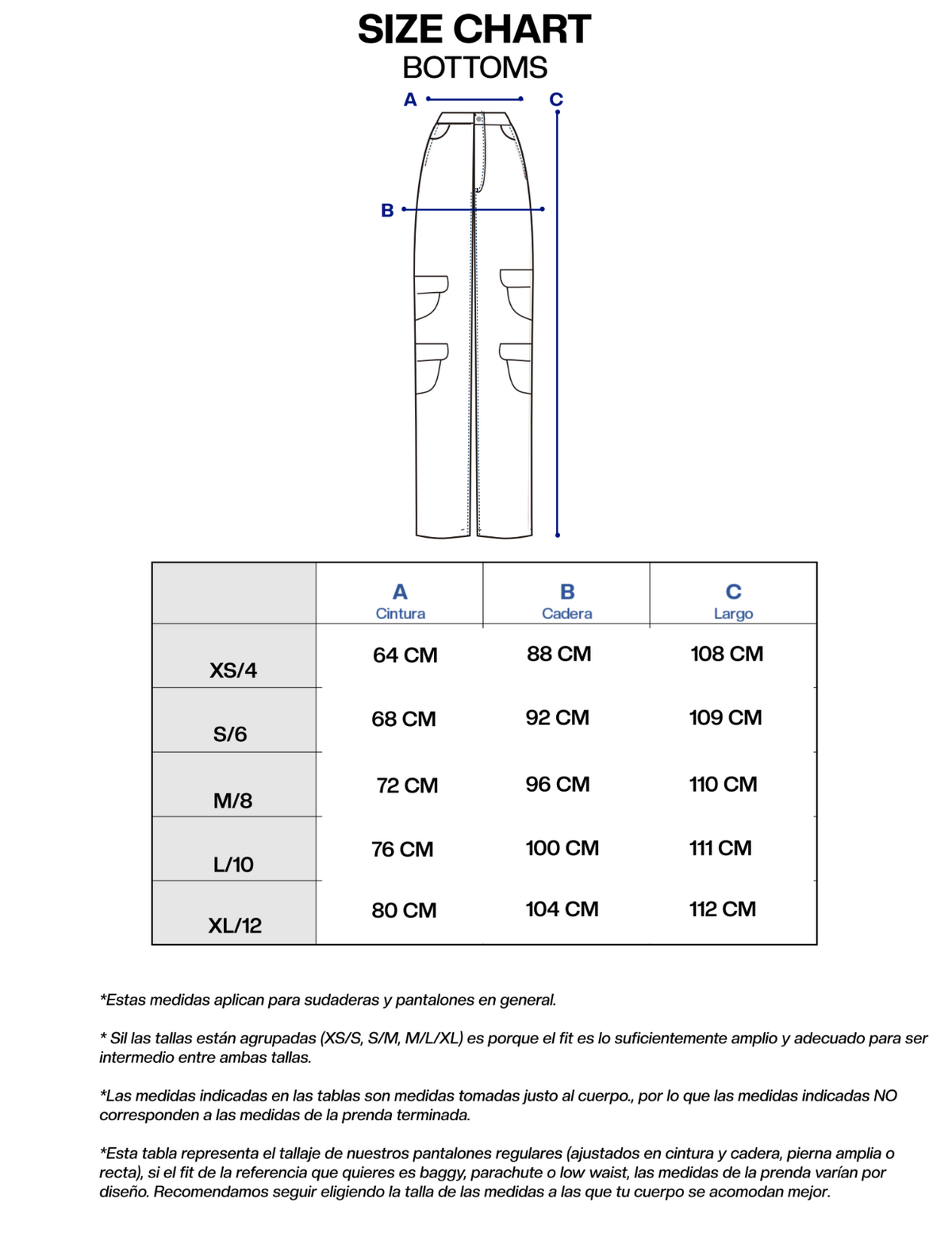 Guía de tallas de GOLD LAGOON PANTS