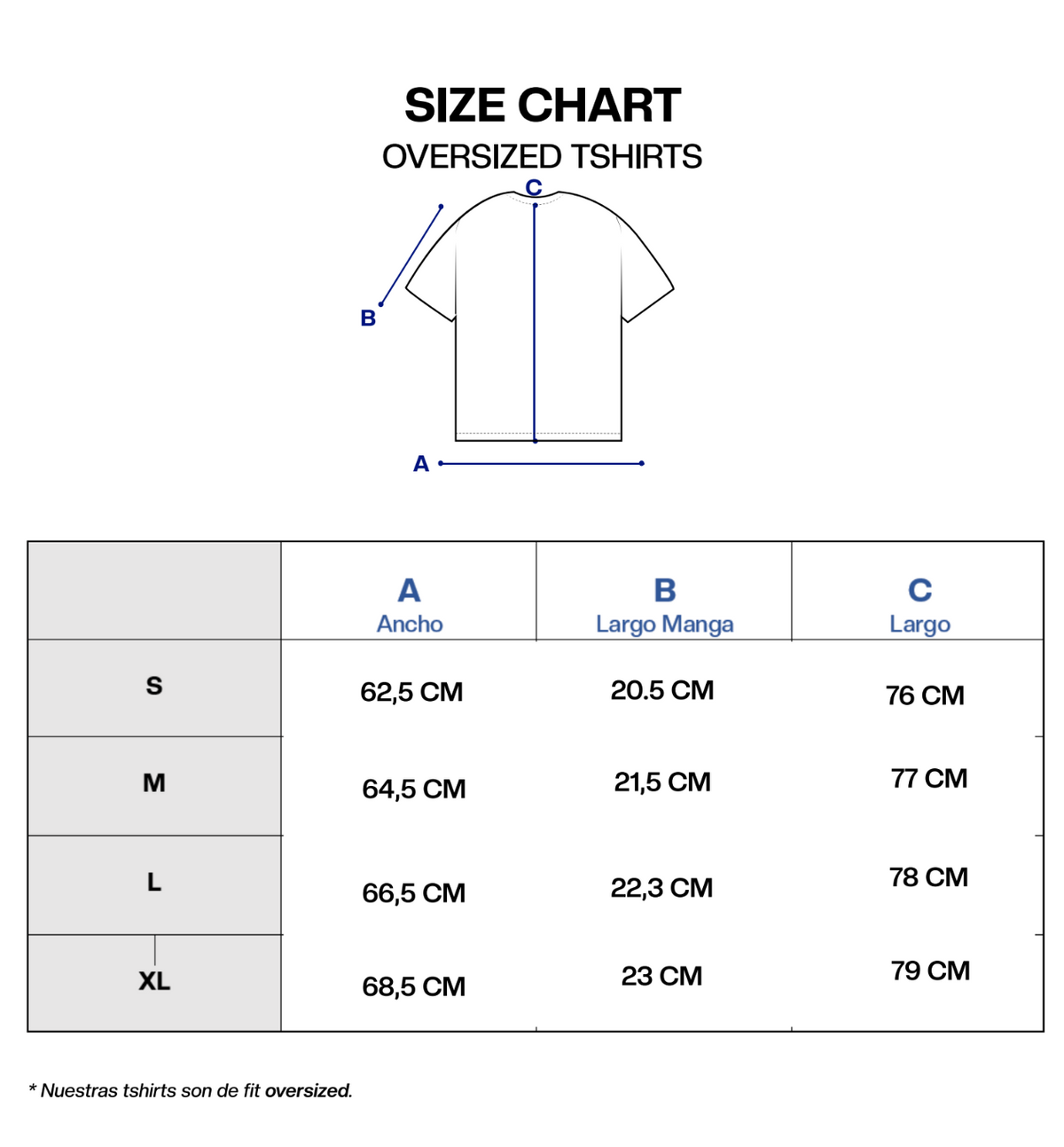 Guía de tallas de LOVE POTION TSHIRT FOR HIM