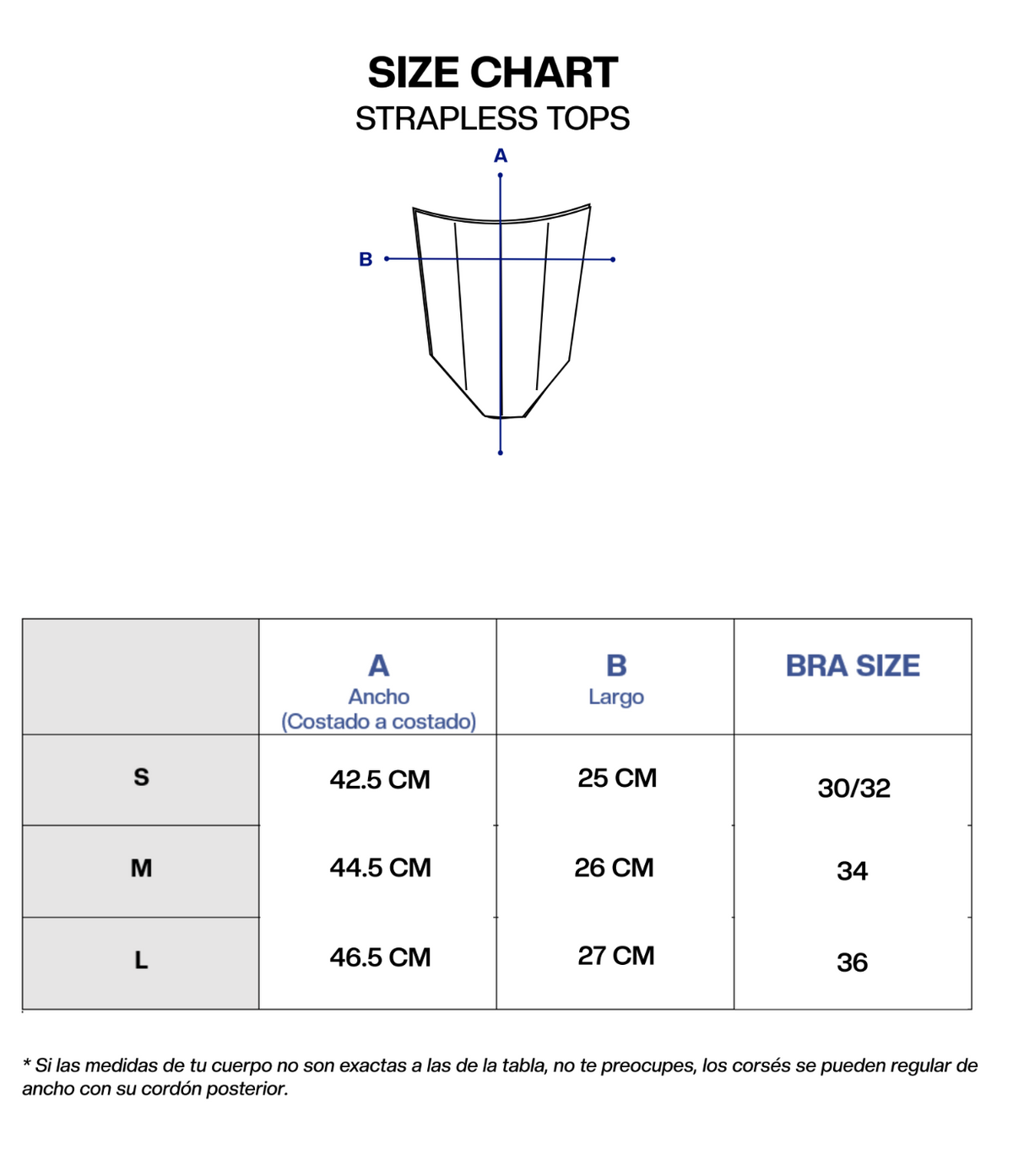 Guía de tallas de GOLD LAGOON TOP