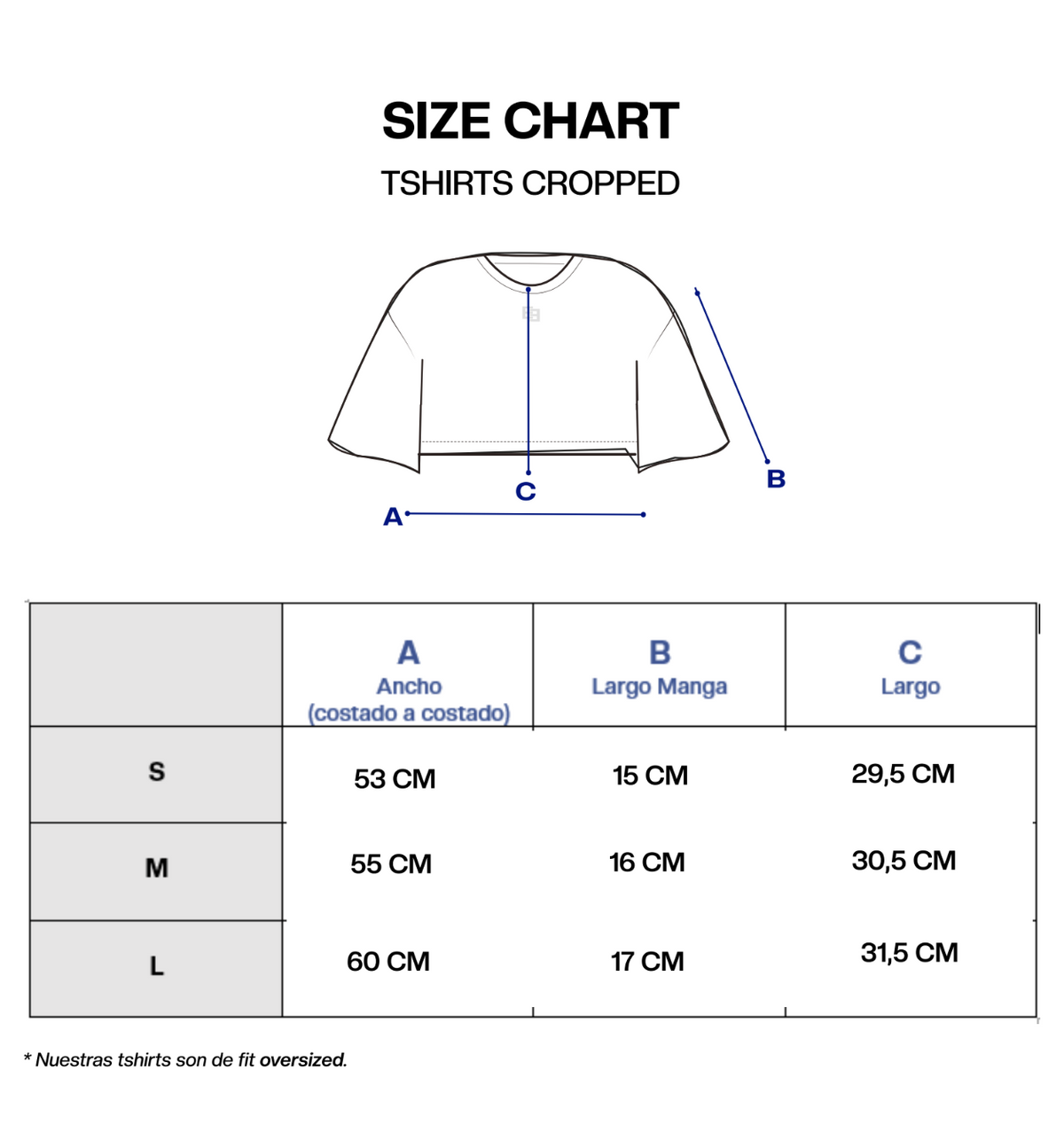 Guía de tallas de BLACK SODA CROP TOP