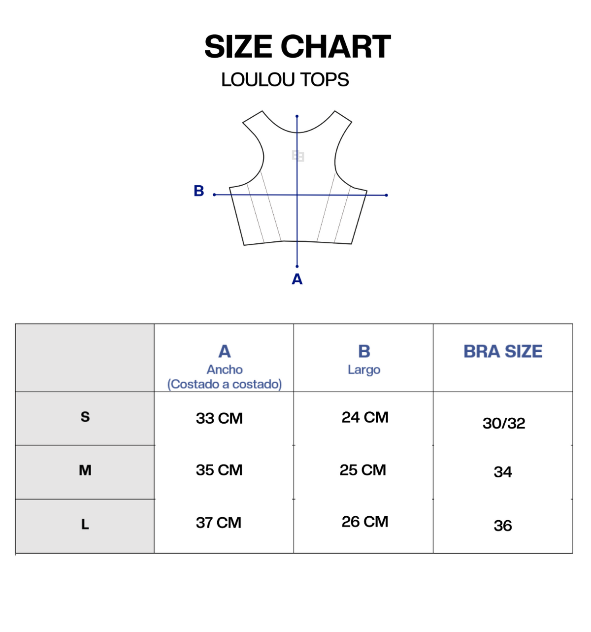 Guía de tallas de LOULOU TOP
