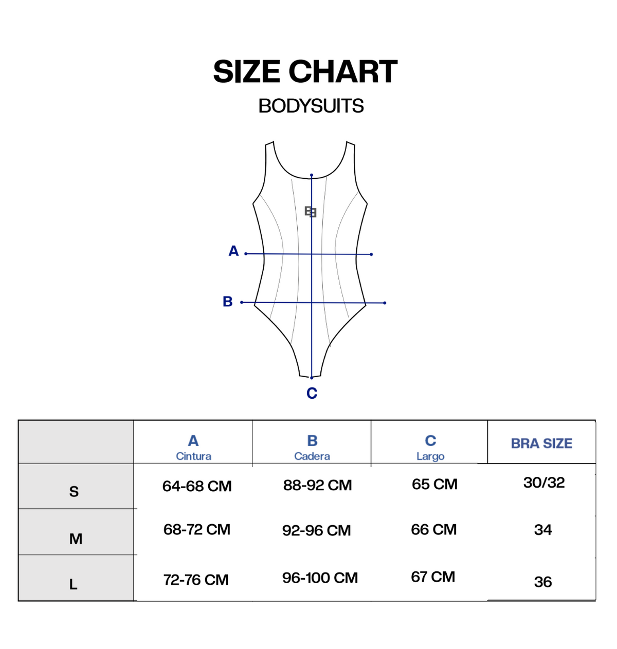 Guía de tallas de FRIDAY BODYSUIT