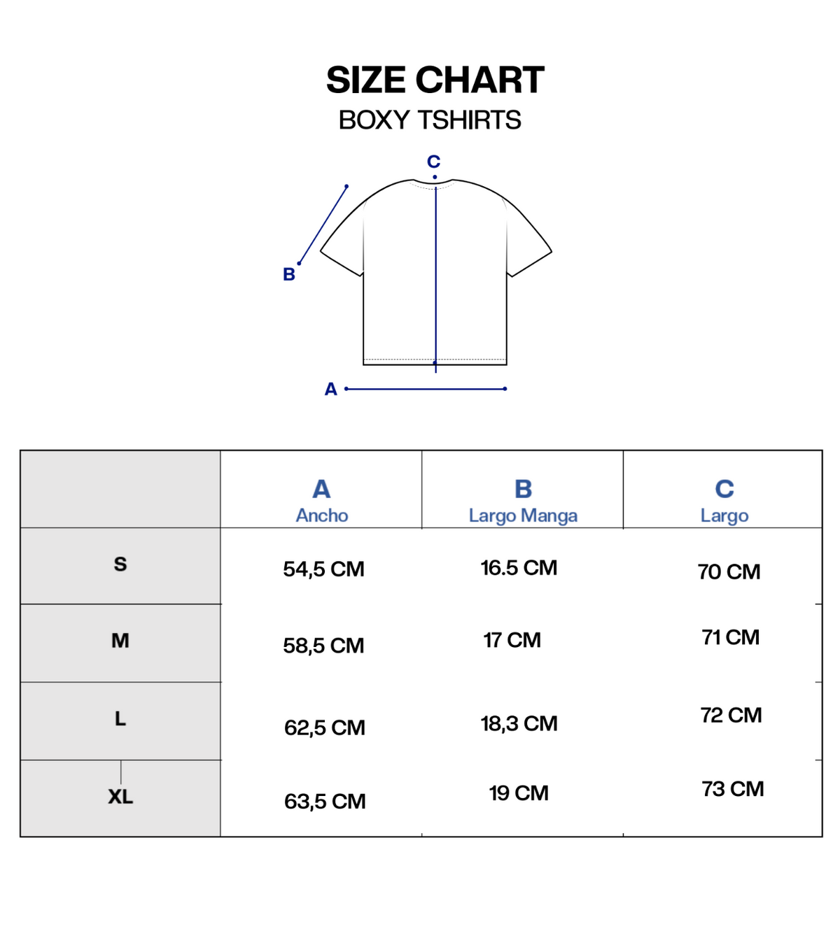Guía de tallas de LA MAÑANA TSHIRT