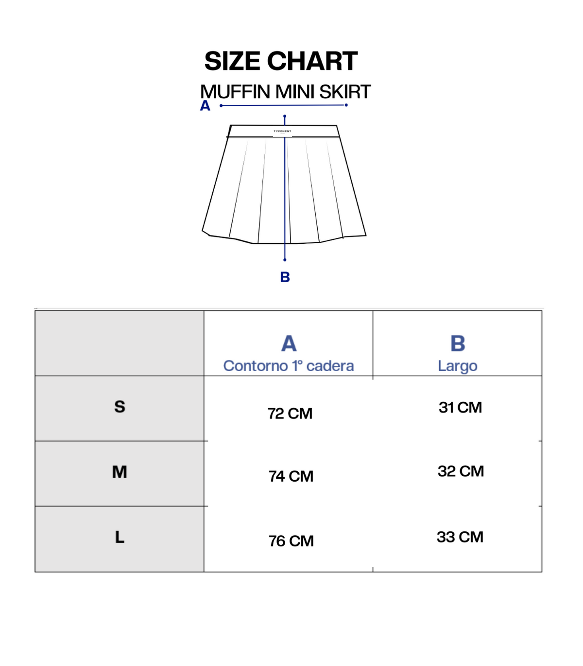 Guía de tallas de MUFFIN JUNGLE MINISKIRT